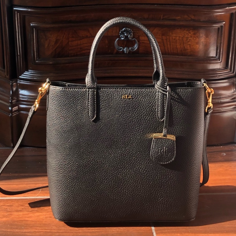 Ralph Lauren Fall 19 OP Black Pebbled Leather Tote